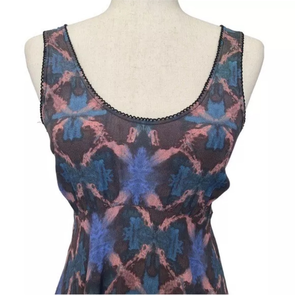 Free People Abstract Print Sleeveless Babydoll Mini Dress Size 8 - Picture 5 of 13